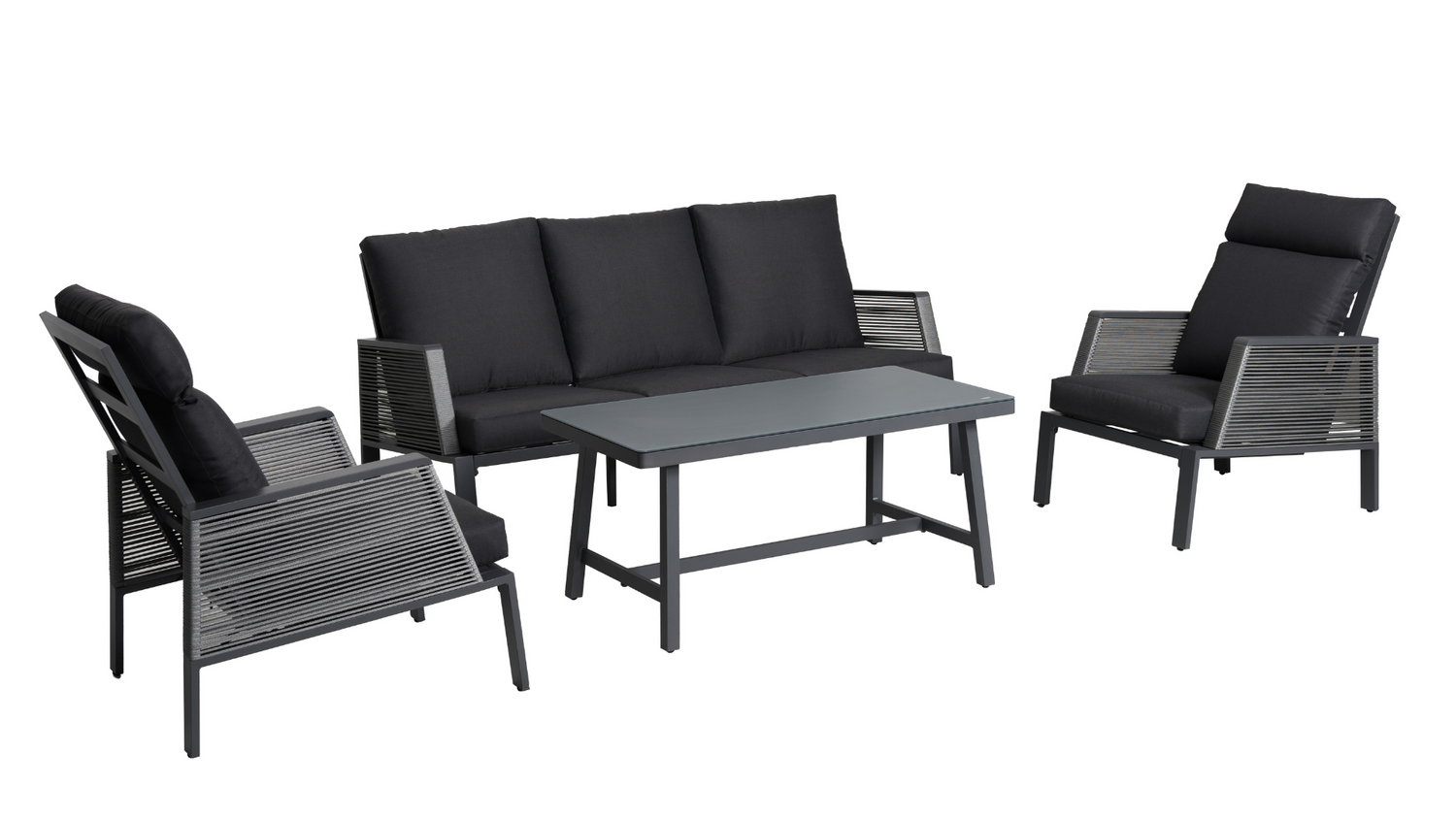 ROMA Rope Alu Lounge Set Tuinmeubelen Loungeset grijs