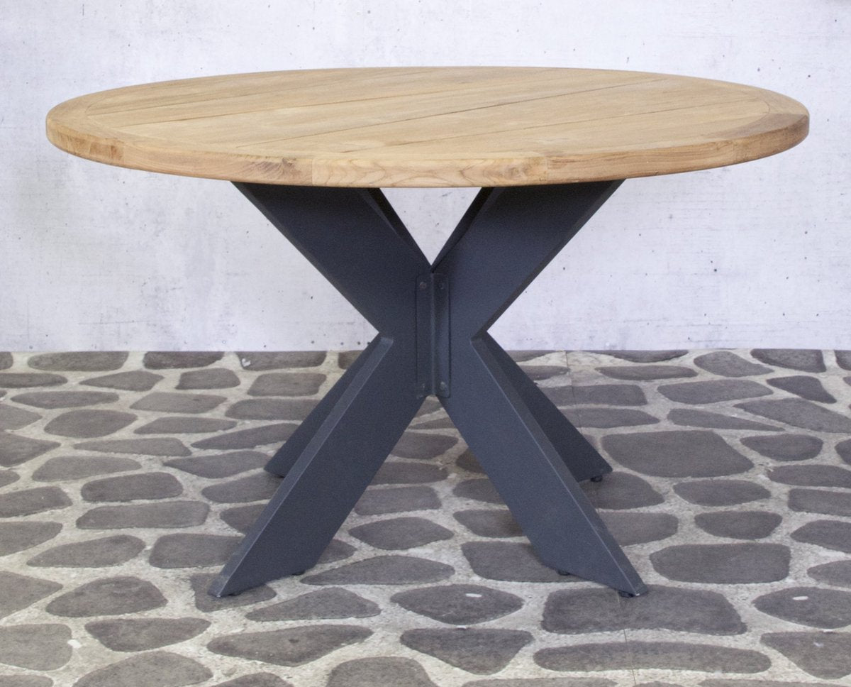 SenS-Line Malta Teak Tuintafel Ø130cm With Alu Legs - Bruin