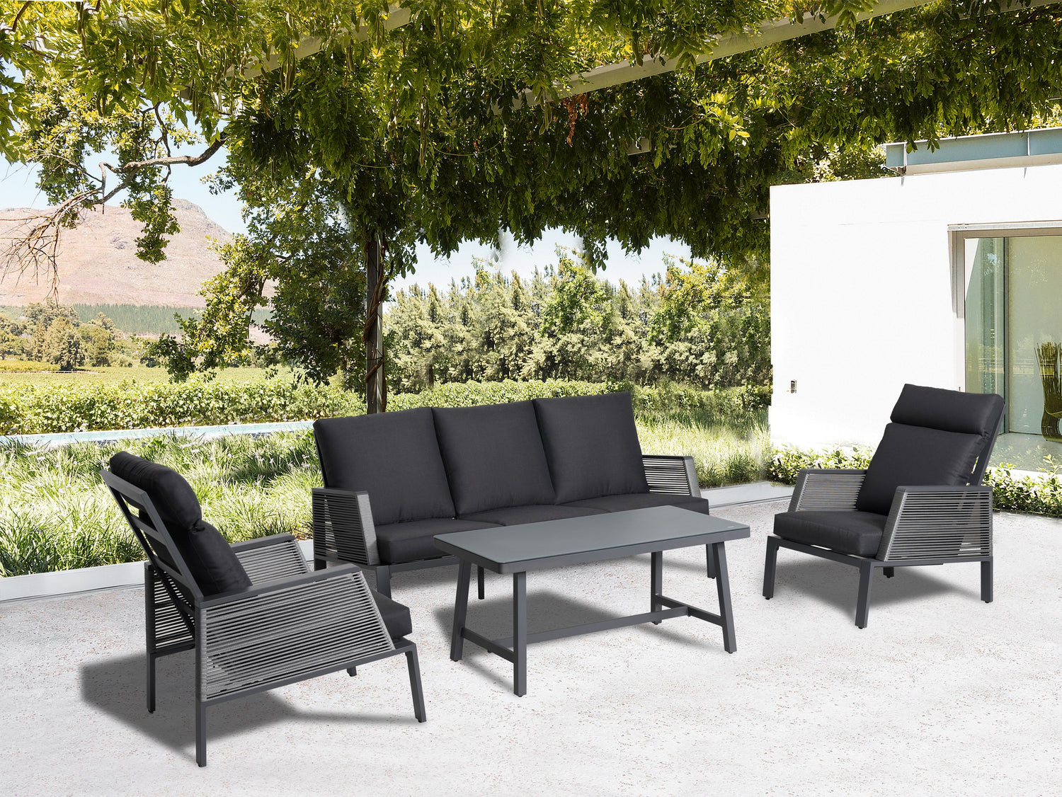 ROMA Rope Alu Lounge Set Tuinmeubelen Loungeset grijs